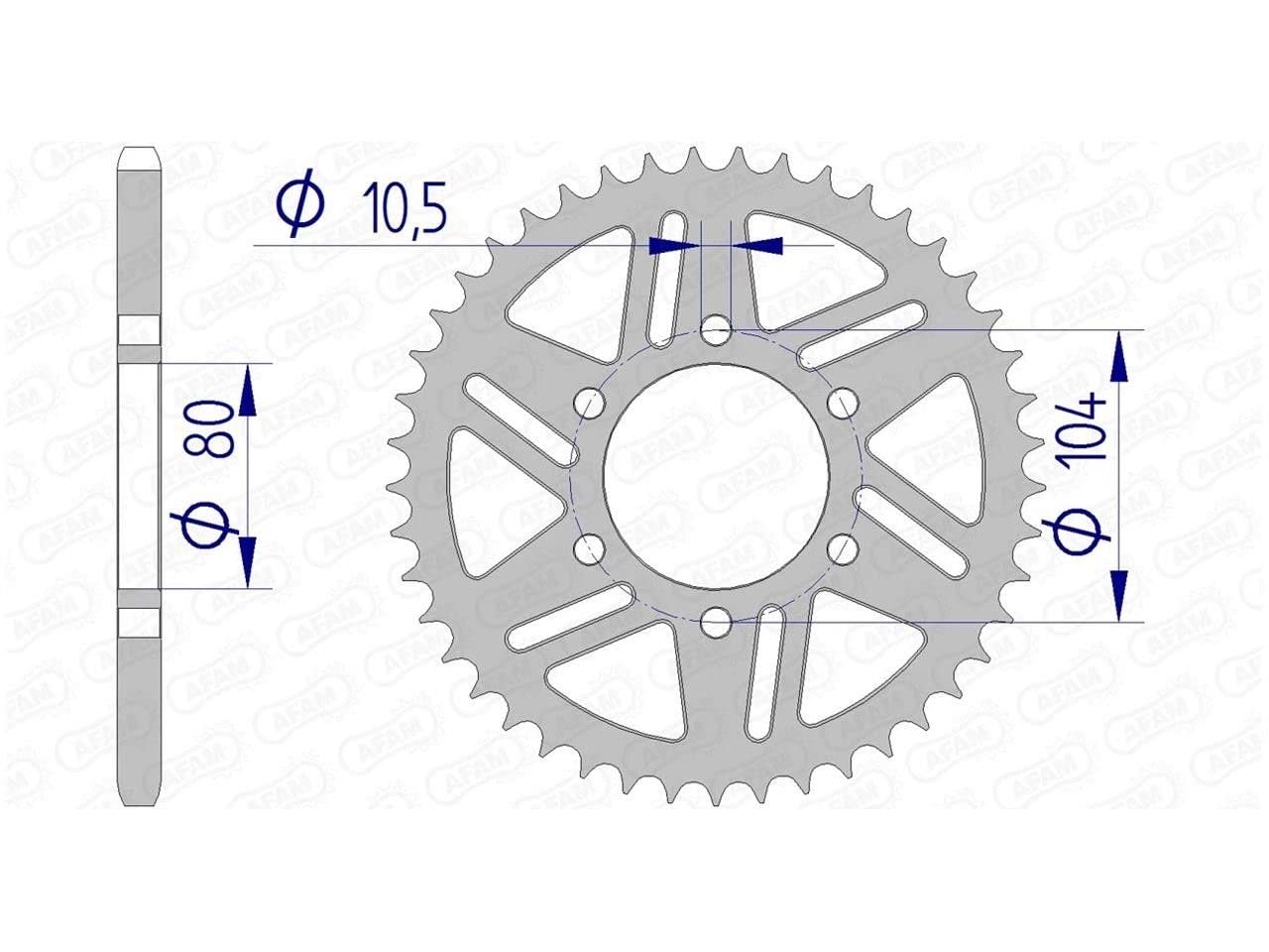 Alu-Kettenrad AFAM 520-44Z (Gun Metal) von DC Afam NV