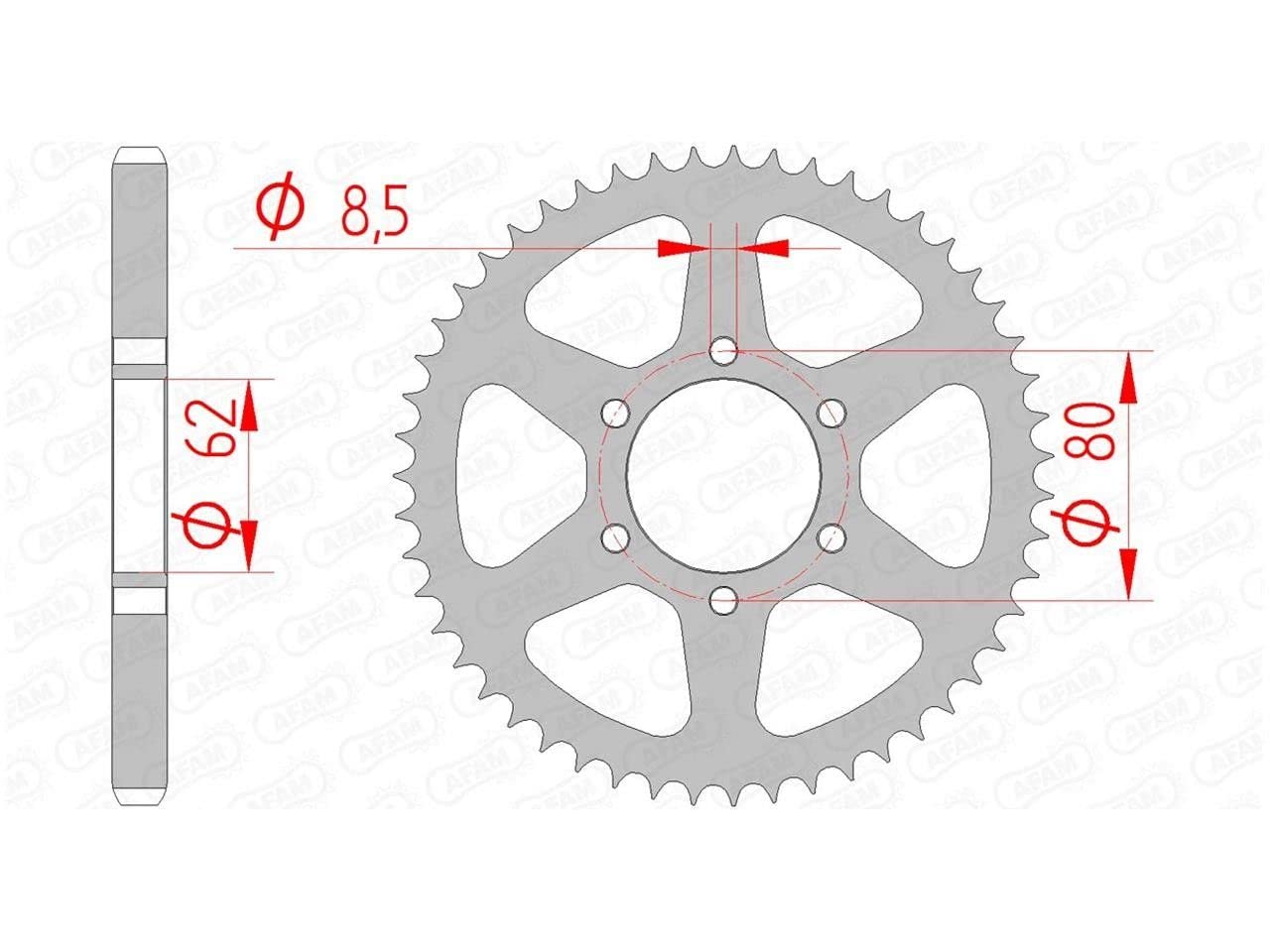 Stahl-Kettenrad AFAM 428-54Z (Silber) von DC