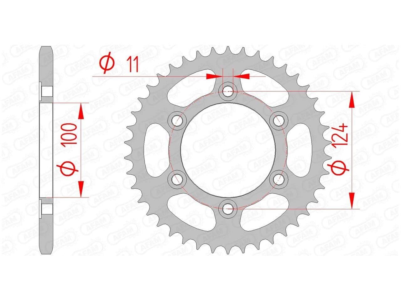 Stahl-Kettenrad AFAM 520-38Z (Silber) von DC