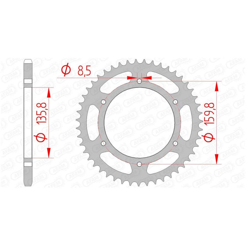 Stahl-Kettenrad AFAM 520-44Z (Schwarz) von DC Afam NV