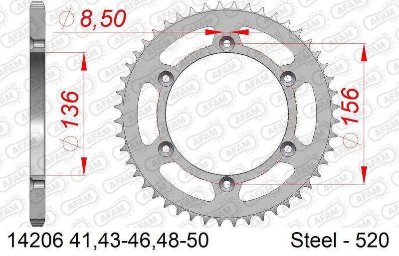 Stahl-Kettenrad AFAM 520-49Z (Silber) von DC Afam NV