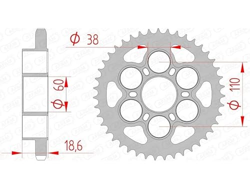 Stahl-Kettenrad AFAM 525-38Z (Silber) von DC Afam NV