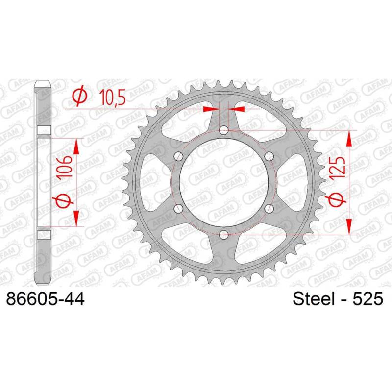 Stahl-Kettenrad AFAM 525-44Z (Schwarz) von DC Afam NV