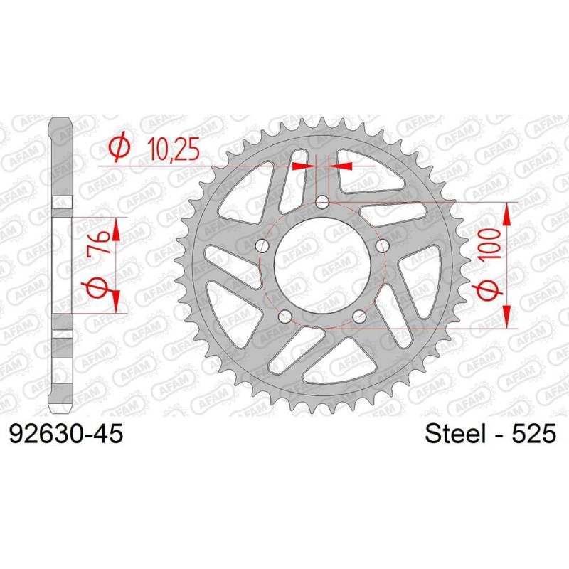 Stahl-Kettenrad AFAM 525-44Z (Silber) von DC Afam NV