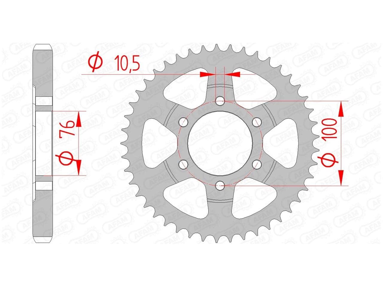 Stahl-Kettenrad AFAM 530-42Z (Silber) von DC