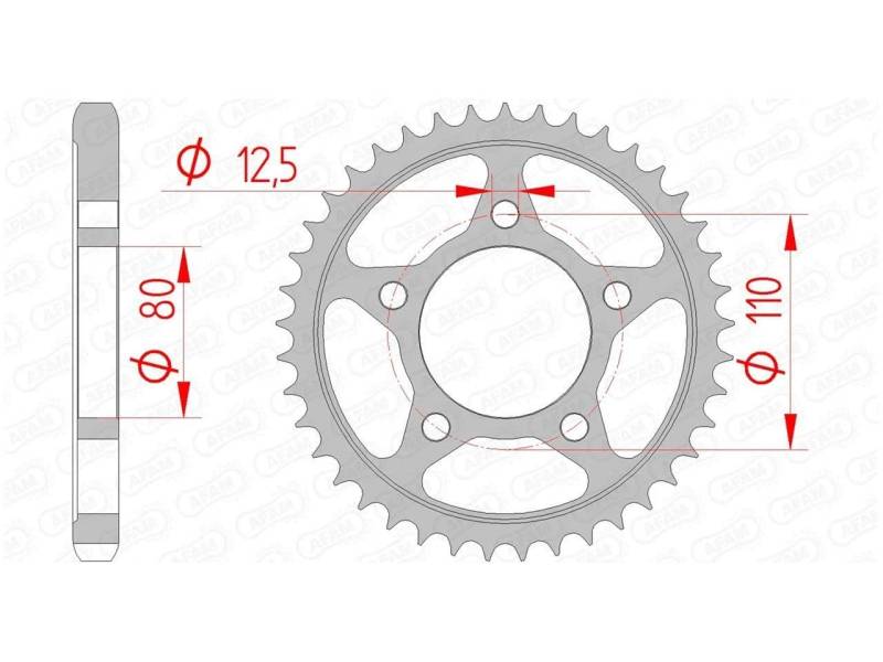 Stahl-Kettenrad AFAM 530-44Z (Silber) von DC Afam NV