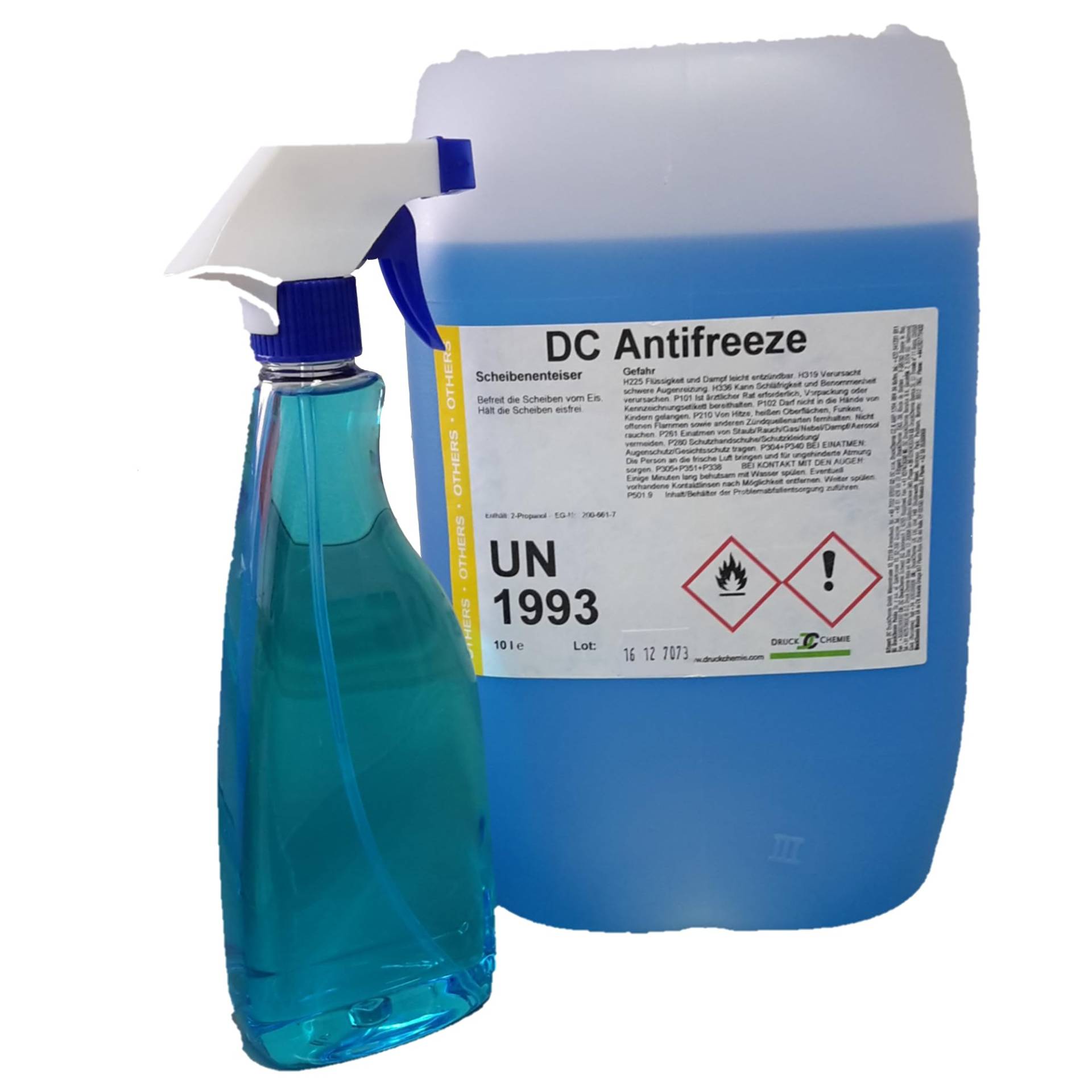 DC DruckChemie GmbH Antifreeze Scheibenenteiser Auto 20L + Triggersprayer - Leistungsstarker Entfroster für Autoscheiben, Seitenspiegel & Scheinwerfer von DC Antifreeze