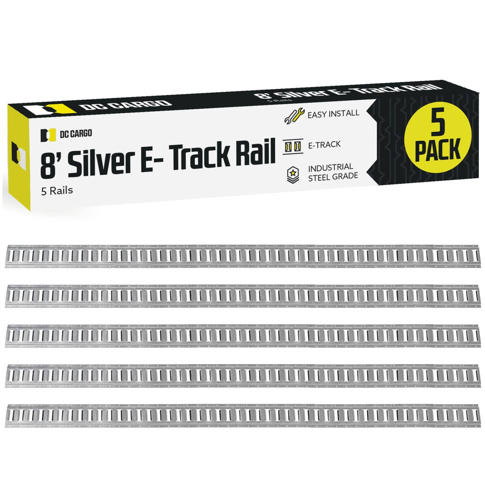 Five 8-ft E Track Tie-Down Rails | Hot-Dipped Galvanized Steel, ETrack Rail with Horizontal Slots, E-Tracks Tie Downs Trailer Accessories for Cargo on Truck, Flatbed, Trailers von DC Cargo Mall