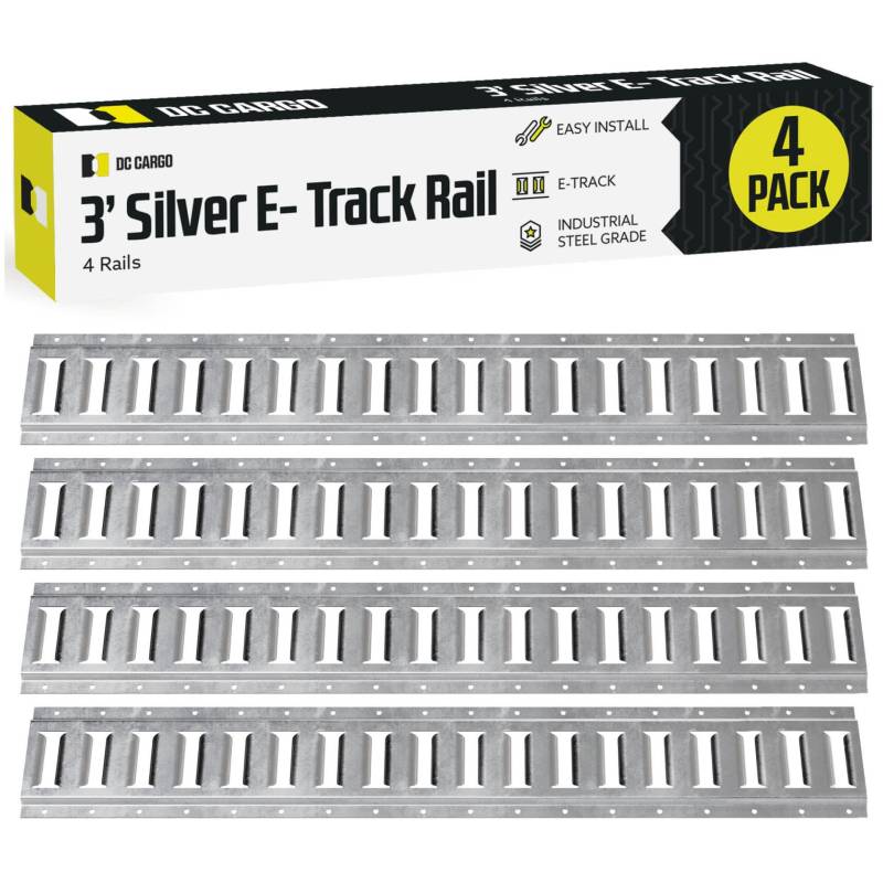 Four 3-ft E Track Tie-Down Rail, Hot-Dipped Galvanized Steel ETrack TieDowns, Horizontal E-Tracks, Bolt-On Tie Down Rails for Cargo on Pickups, Trucks, Trailers, Vans von DC Cargo Mall