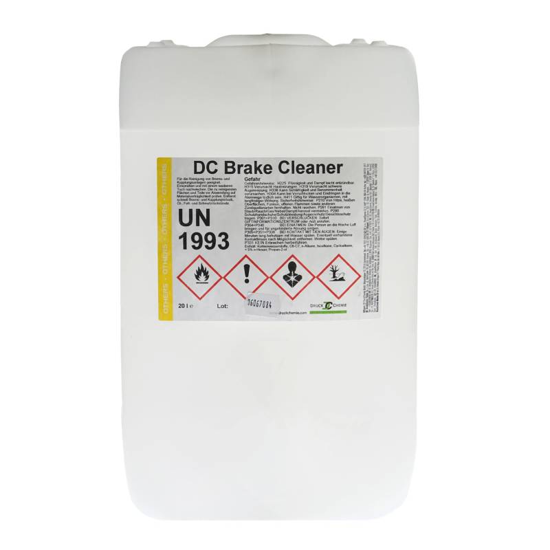 DC DruckChemie GmbH Bremsenreiniger Kanister 10L, acetonfrei - Brake Cleaner - Teilereiniger zum Reinigen & Entfetten von Bremsen, Platten & Kupplungen von DRUCK DC CHEMIE