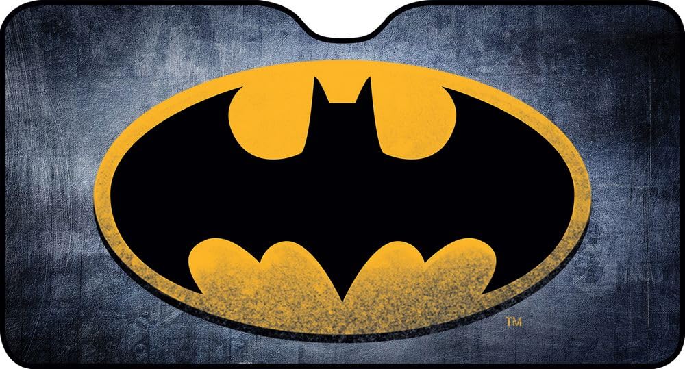 Sonnenschutz für Auto Vorderseite Reise Batman Kinder 130 x 70 cm Superhelden Fledermaus gelb Schwarz von TataWay in viaggio si cresce