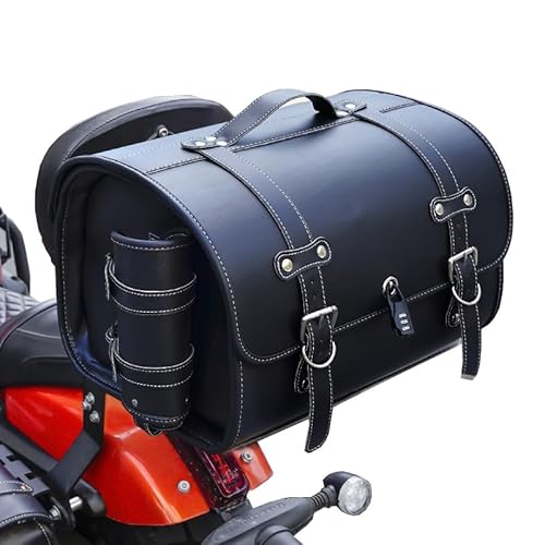 DCAJHSD Für Aprilia Caponord 1200 Rally 2015-2016,Motorrad Hecktasche Leder Wasserdichter Retro Motorrad Tasche Motorrad Aufbewahrungstasche Motorrad Zubehör,C von DCAJHSD