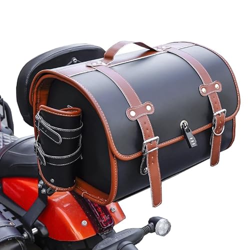 DCAJHSD Für Aprilia Caponord 1200 Rally 2015-2016,Motorrad Hecktasche Leder Wasserdichter Retro Motorrad Tasche Motorrad Aufbewahrungstasche Motorrad Zubehör,D von DCAJHSD