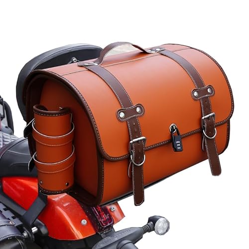 DCAJHSD Für Aprilia Dorsoduro 900 Standard 2017-2024,Motorrad Hecktasche Leder Wasserdichter Retro Motorrad Tasche Motorrad Aufbewahrungstasche Motorrad Zubehör,A von DCAJHSD