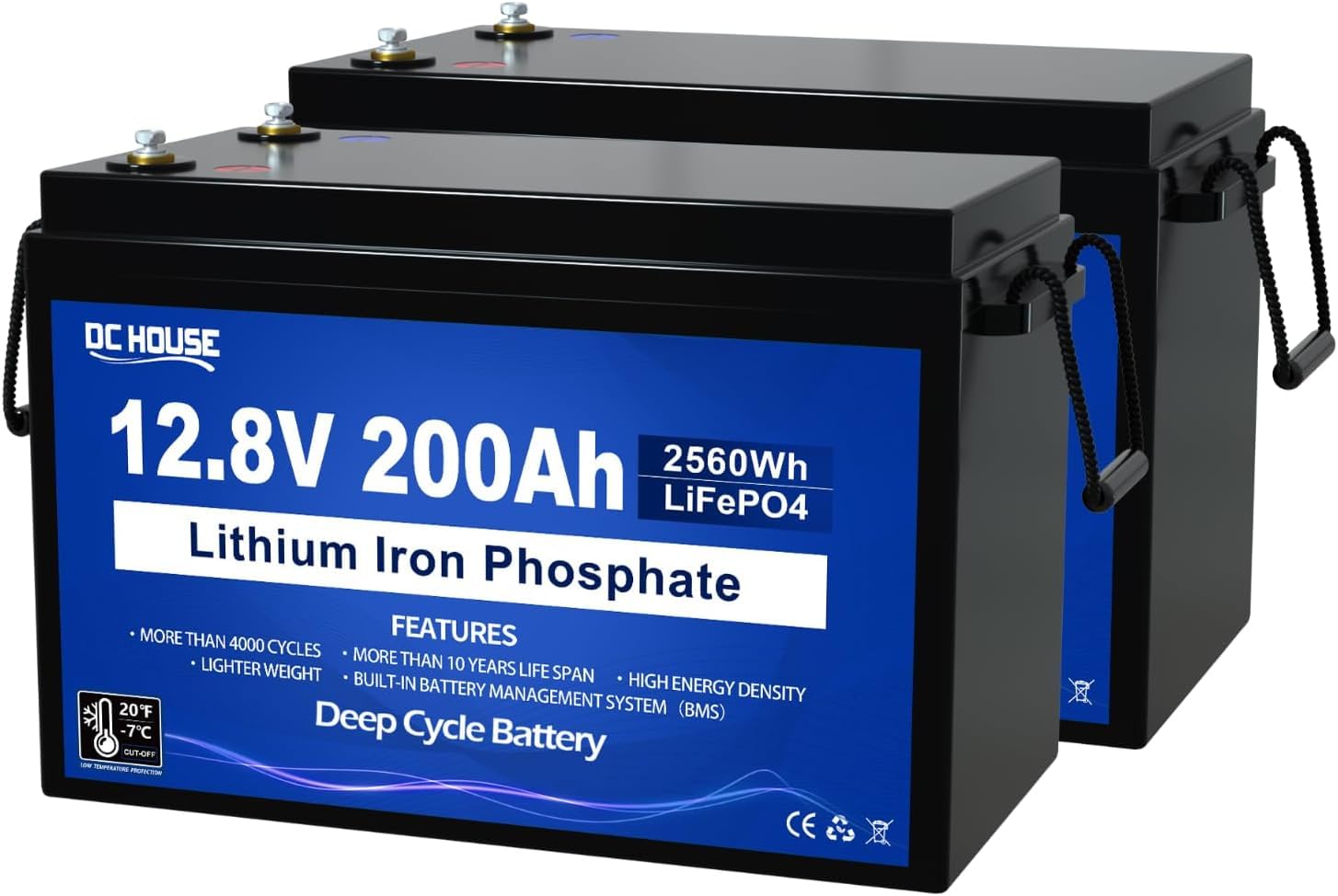 DCHOUSE 12V 200Ah LiFePO4-Batterie mit über 4000 Tiefenzyklen und BMS-Tieftemperaturschutz, 2560Wh Lithiumbatterie für Wohnmobile, Solaranlagen, Motorboote, Rasenmäher, Camping von DCHOUSE