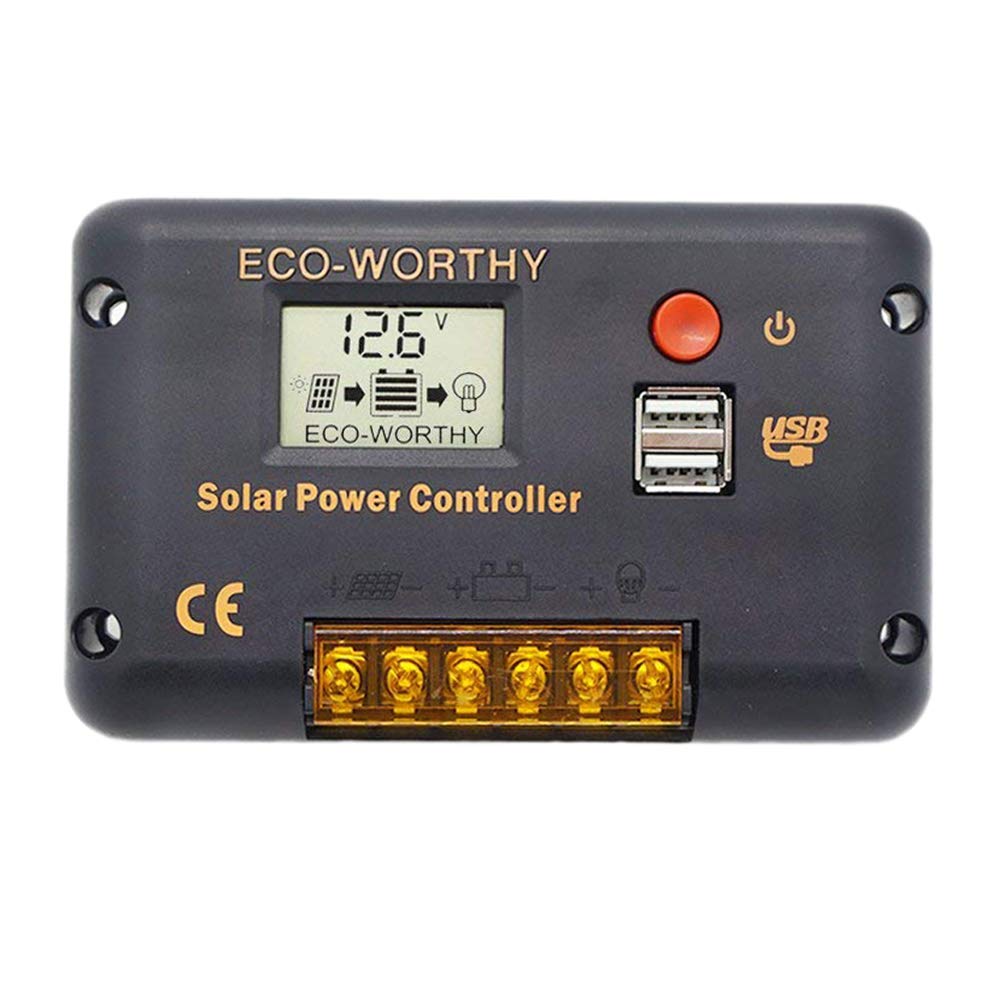 DCHOUSE 20A Solar Charger Controller Solar Panel Battery Intelligent Regulator with USB Port Display 12V/24V von DCHOUSE