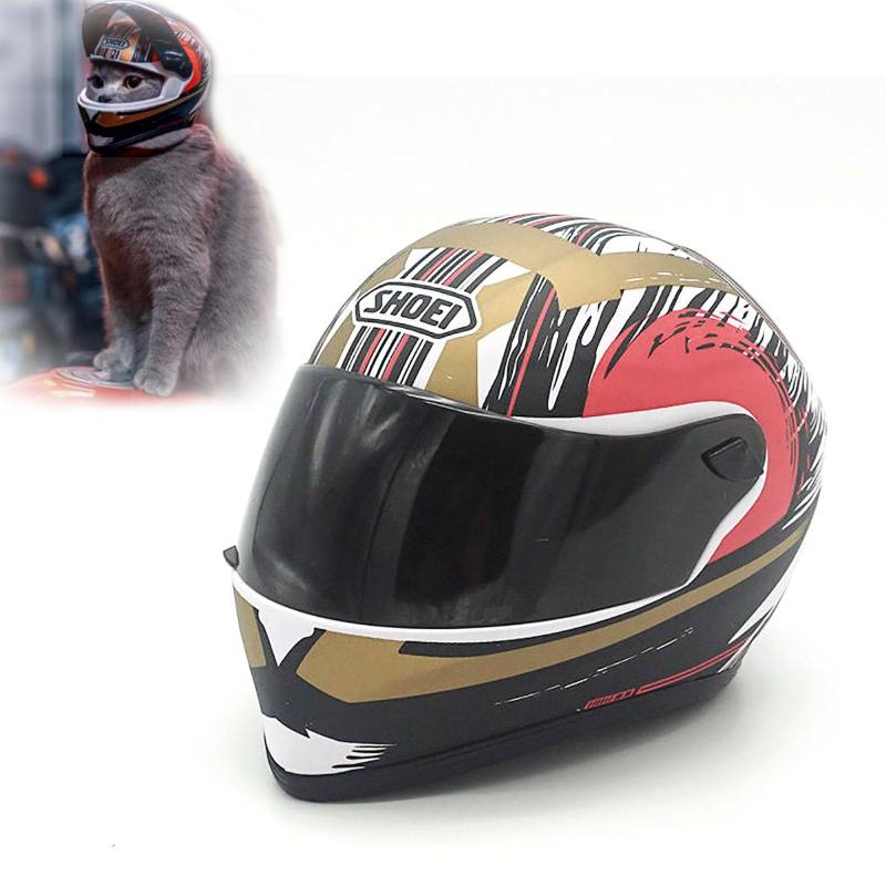 Katzen-Mini-Motorradhelm für Erwachsene Katzen und Welpen. Rennsportfans sammeln kleine Geschenke für Outdoor-Fahrrad- und Motorradfahrten von DCLINA