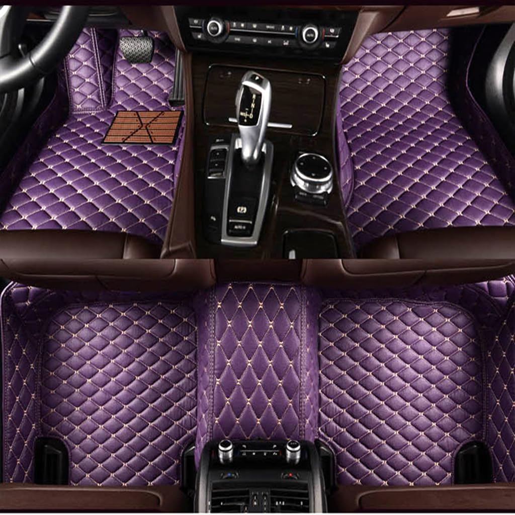 Auto Fußmatten für Cube Z11(5seats) 2002-2008, All Weather Wasserdicht Anti Rutsch Tragen Volle Abdeckung aus Leder Fussmatten Zubehör,Purple von DCSNXZF