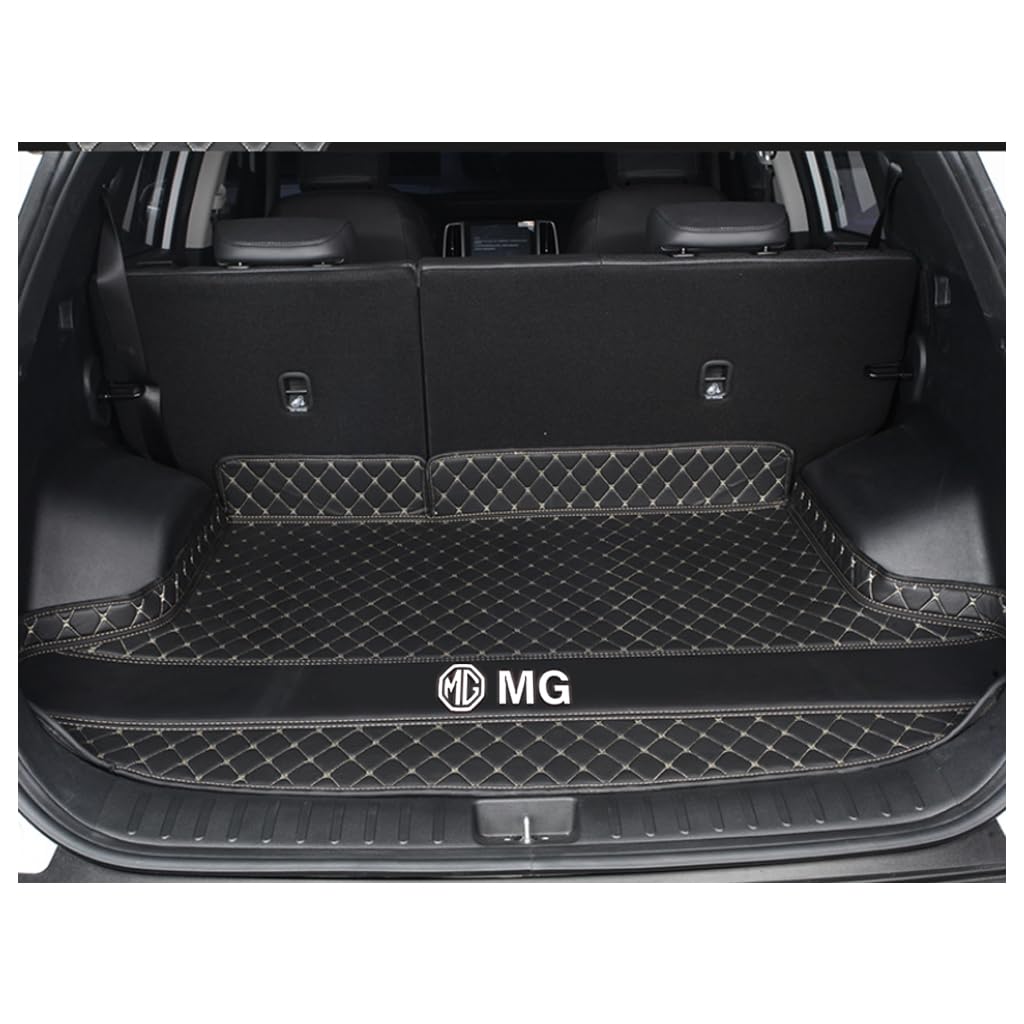 Auto Leder Kofferraummatten für MG MG6 2010-2016, Verschleißfeste Kratzfeste Kofferraumschutz Gepäckmatte Teppiche Zubehör,A-Black Beige von DCZBYCJ