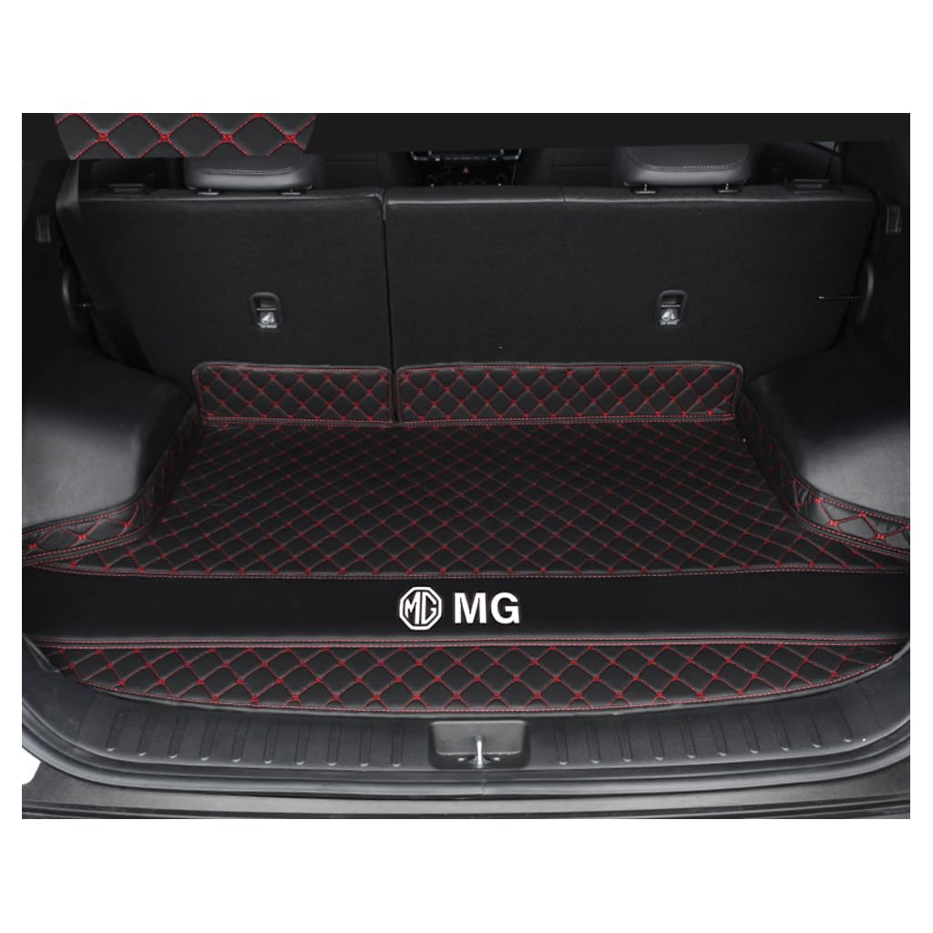 Auto Leder Kofferraummatten für MG MG7 2007-2010, Verschleißfeste Kratzfeste Kofferraumschutz Gepäckmatte Teppiche Zubehör,B-Black Red von DCZBYCJ