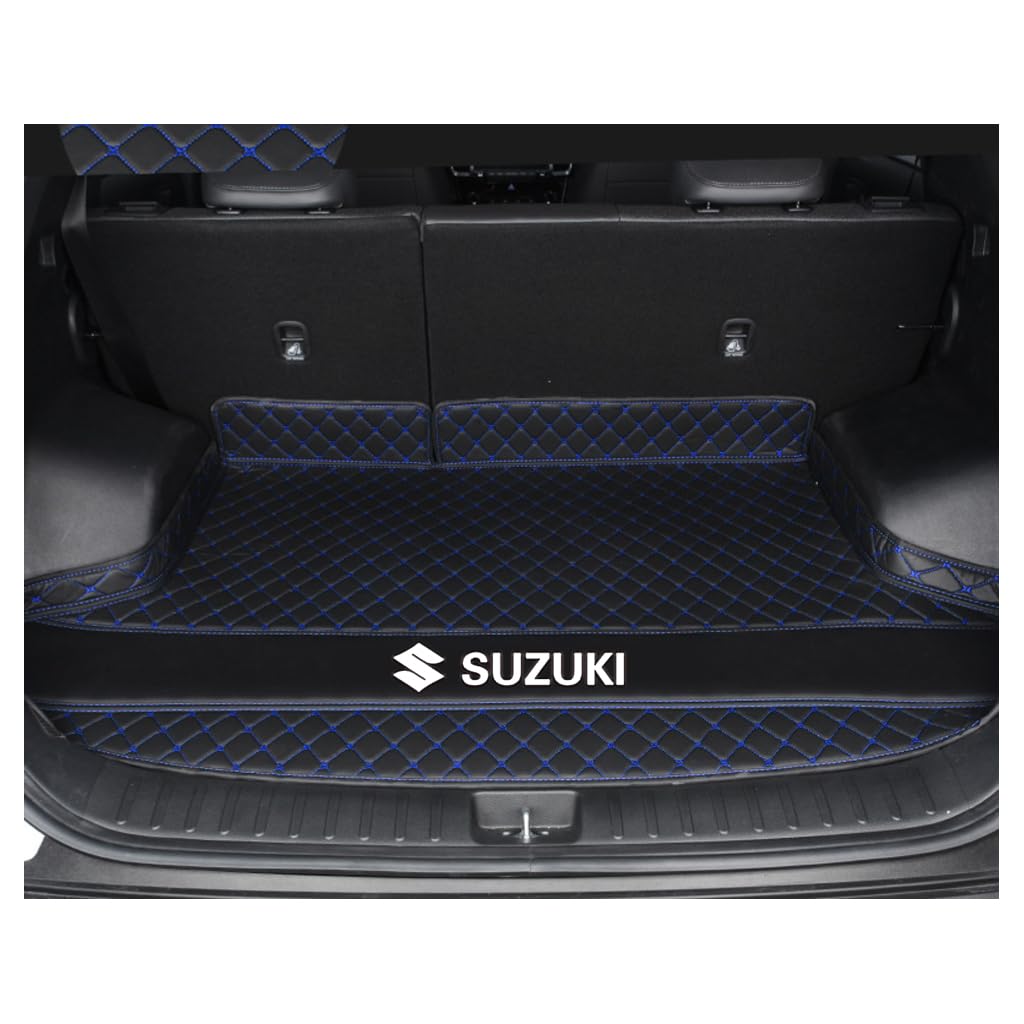 Auto Leder Kofferraummatten für Suzuki SX4 Hatchback 2007-2018, Verschleißfeste Kratzfeste Kofferraumschutz Gepäckmatte Teppiche Zubehör,H-Black Blue von DCZBYCJ