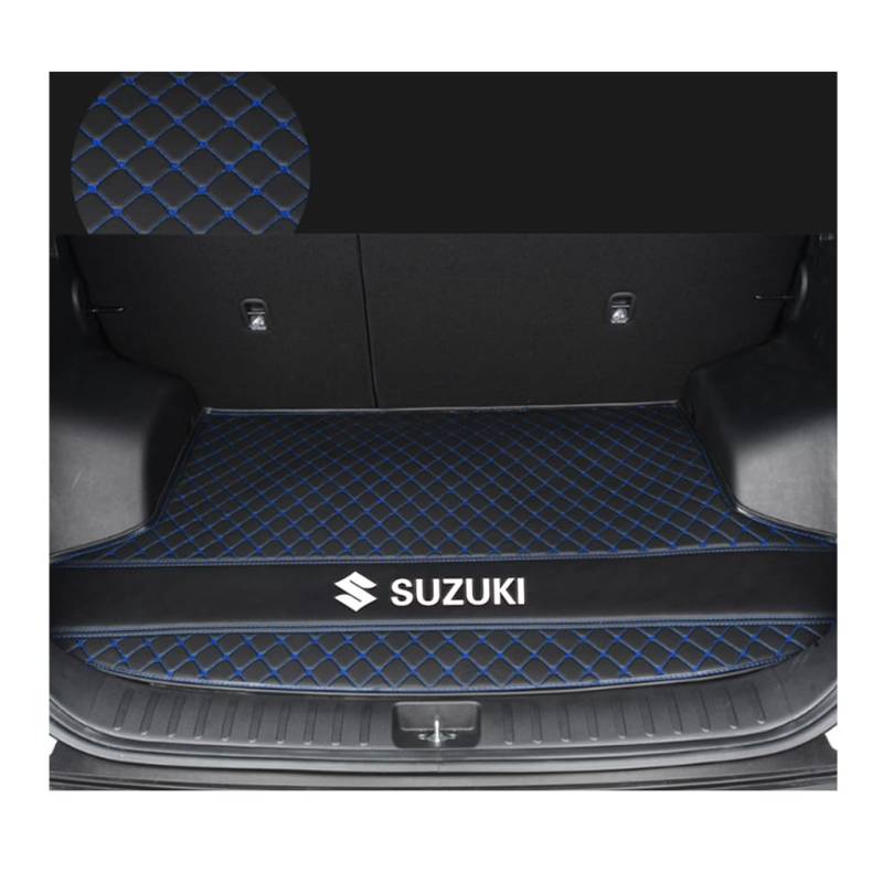 Auto Leder Kofferraummatten für Suzuki Swift 2005-2013, Verschleißfeste Kratzfeste Kofferraumschutz Gepäckmatte Teppiche Zubehör,C-Black Blue von DCZBYCJ