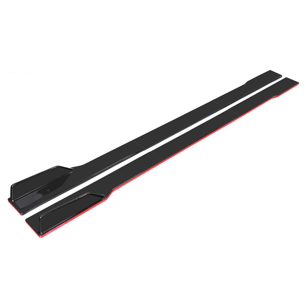 Auto Seitenschweller für Benz C Class(4door) 2007-2014, Auto Seitenschweller Flügeldiffusor Seitenschürze Seitenrock Splitter Zubehör,2.2m Black+Red von DCZBYCJ