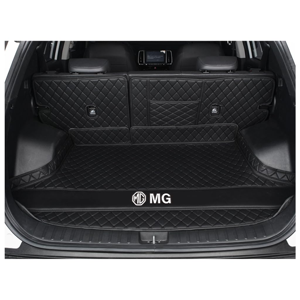 Vollabdeckung Auto Kofferraummatten für MG MG3 (Backrest Whole) 2010-2018, Auto Leder Kofferraummatten Kratzfeste Kofferraum Schutzmatten Zubehör,A-Black von DCZBYCJ