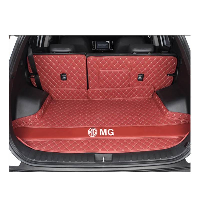 Vollabdeckung Auto Kofferraummatten für MG MG6 (Right Side with net) 2010-2016, Auto Leder Kofferraummatten Kratzfeste Kofferraum Schutzmatten Zubehör,G-Wine red von DCZBYCJ