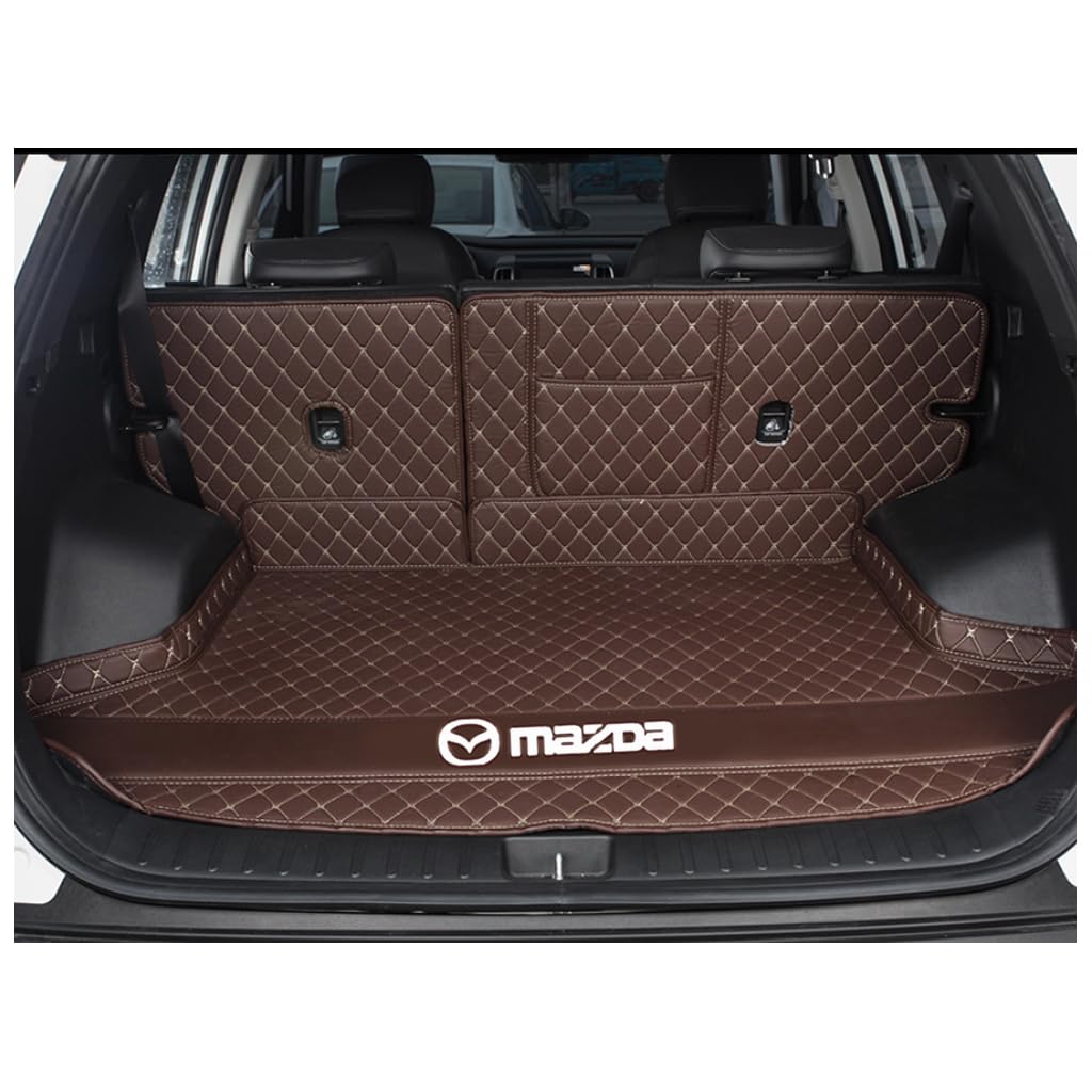 Vollabdeckung Auto Kofferraummatten für Mazda CX-5 (2 backrests) 2013-2016, Auto Leder Kofferraummatten Kratzfeste Kofferraum Schutzmatten Zubehör,E-Coffee von DCZBYCJ