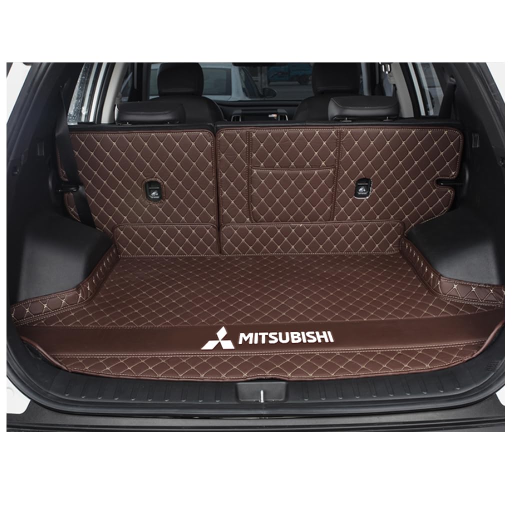 Vollabdeckung Auto Kofferraummatten für Mitsubishi Outlander 5seats(High Configuration) 2016-2018, Auto Leder Kofferraummatten Kratzfeste Kofferraum Schutzmatten Zubehör,E-Coffee von DCZBYCJ