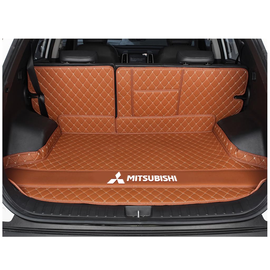 Vollabdeckung Auto Kofferraummatten für Mitsubishi Pajero V93 V97 7seat 2010-2020, Auto Leder Kofferraummatten Kratzfeste Kofferraum Schutzmatten Zubehör,H-Brown von DCZBYCJ