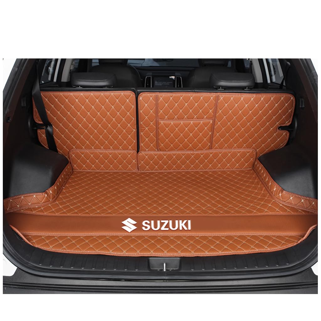 Vollabdeckung Auto Kofferraummatten für Suzuki SX4 Hatchback 2007-2018, Auto Leder Kofferraummatten Kratzfeste Kofferraum Schutzmatten Zubehör,H-Brown von DCZBYCJ