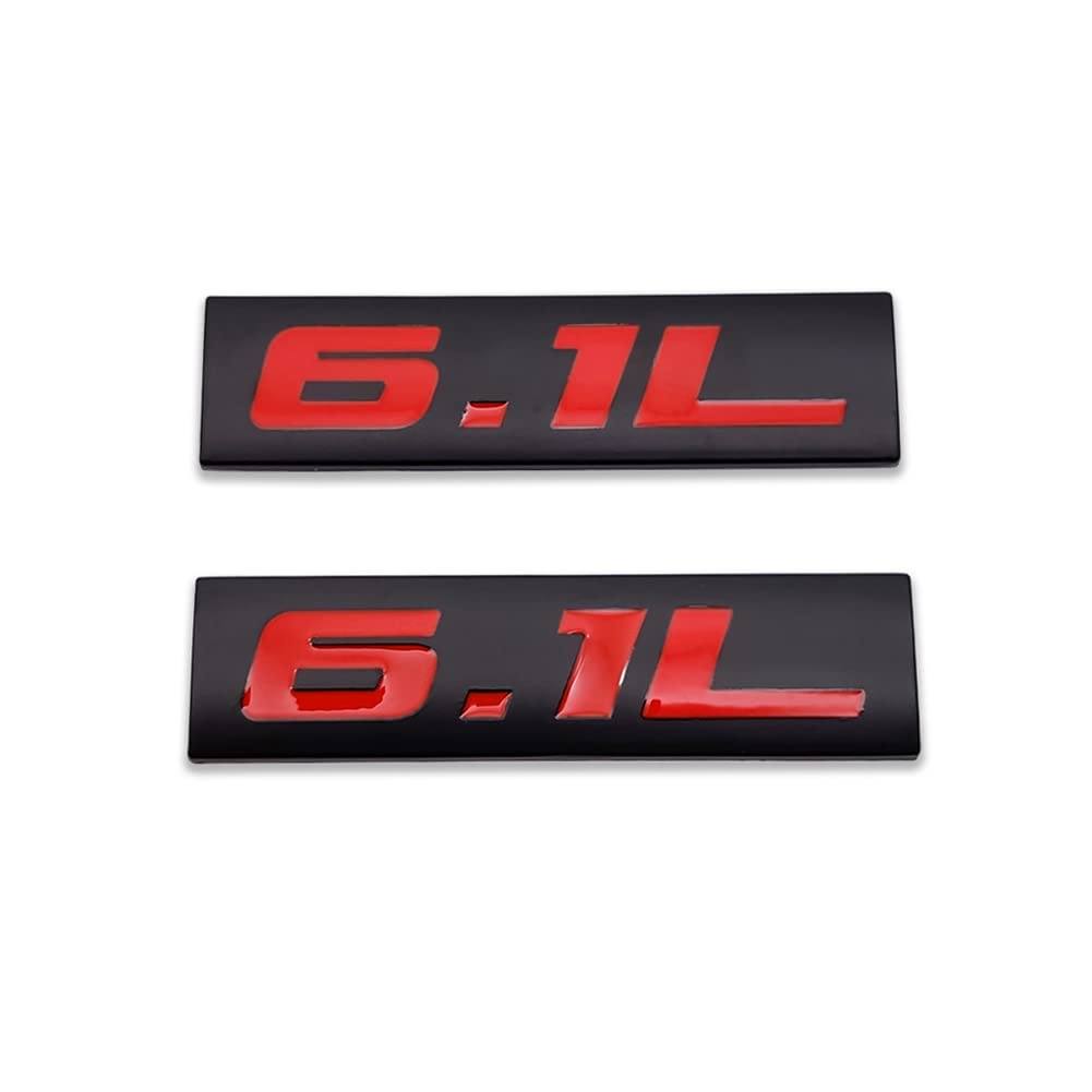 2 x Chrom-Metall-Logo-Auto-Emblem, Premium-3D-Abzeichen, Autotür-Schutzblech, Seitenflügel-Aufkleber (schwarz und rot, 6,1 l) von DDDXF