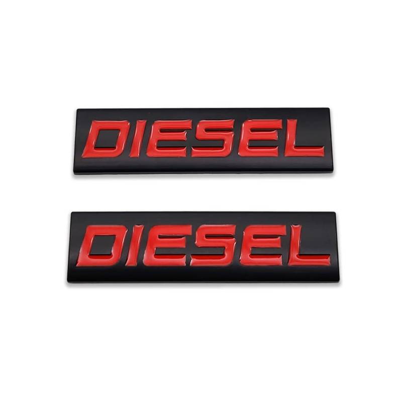 2 x Chrom-Metall-Logo-Auto-Emblem, Premium-3D-Abzeichen, Autotür-Schutzblech, Seitenflügel-Aufkleber (schwarz und rot, Diesel) von DDDXF