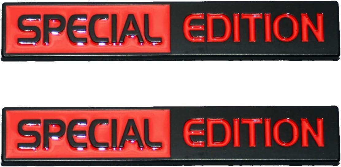 2 x Special Edition Emblem 3D Kotflügel-Abzeichen Auto LKW Aufkleber passend für Universal Auto LKW SUV (Rot Schwarz) von DDDXF