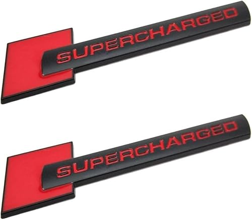 2 x Supercharged-Emblem, Aluminium, dekoratives Klebe-Emblem, Aufkleber, Auto, LKW, Seitentür, Kofferraum, schwarz von DDDXF