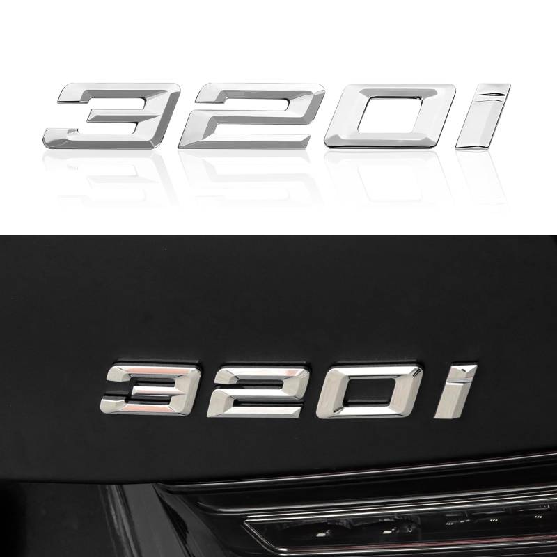 320i 328i 330i 335i Emblem-Aufkleber, Kofferraumdeckel, Heckemblem, Namensschild, Aufkleber, Nummernbuchstabe, ABS-Ersatz (Silber, 320i) von DDDXF