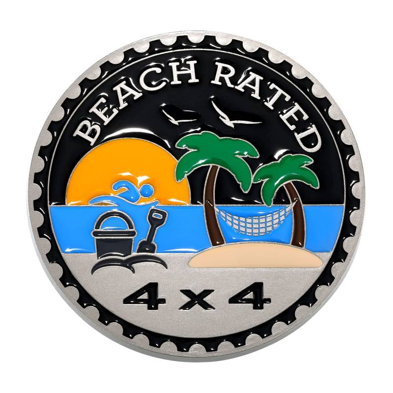 Beach Rated 4 x 4 Auto Badge Car Emblem Metal Automotive Badge 3D Car Badges Emblems Round Car Emblem Decals Stickers Compatible with Vehicles Trucks SUV von DDDXF