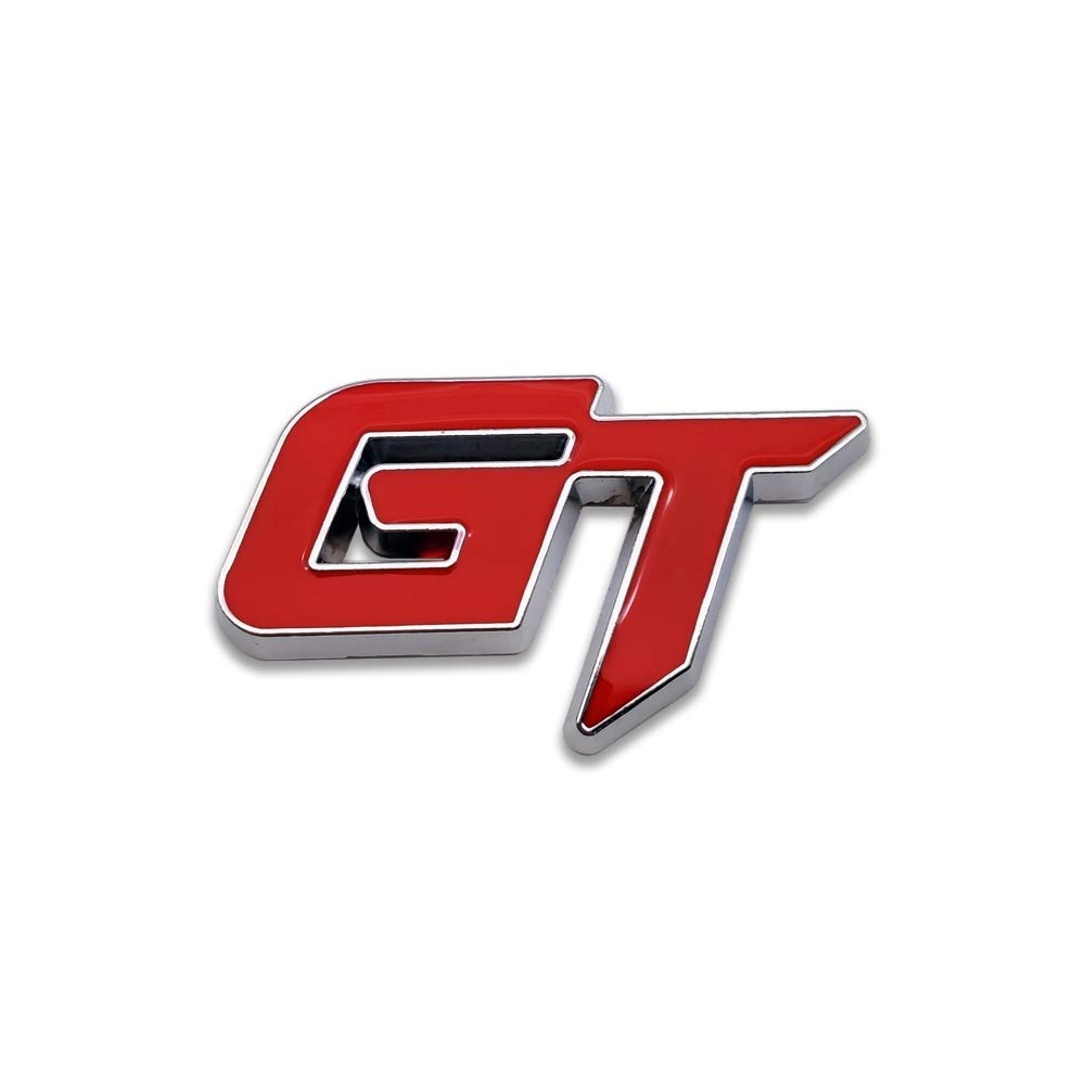 Chrom-Metall-GT-Logo, Auto-Emblem, Premium-3D-Abzeichen, Auto-Rennsport-Aufkleber, Grand Tourer, Aufkleber (rot) von DDDXF