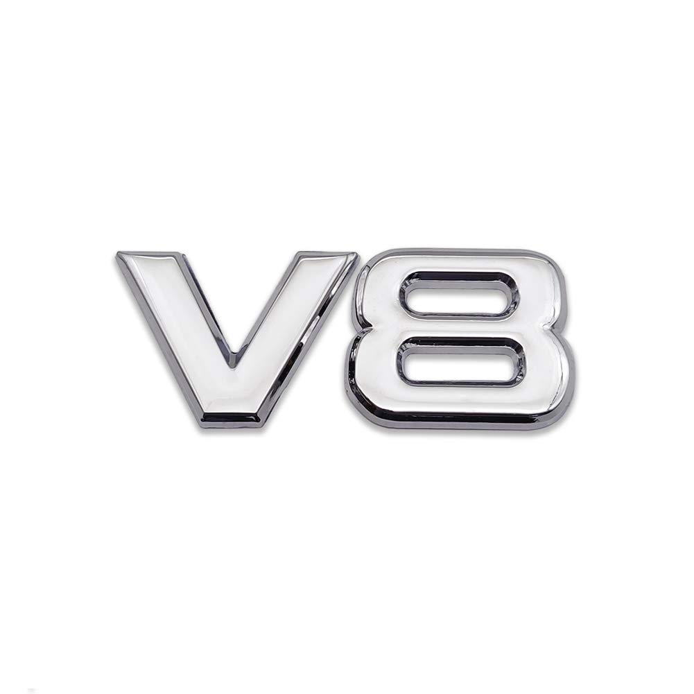 Chrom-Metall-V8-Logo, Auto-Emblem, Premium-3D-V-8-Motorabzeichen, Klassiker, Auto-Aufkleber, V8, geteilter Aufkleber (Silber) von DDDXF