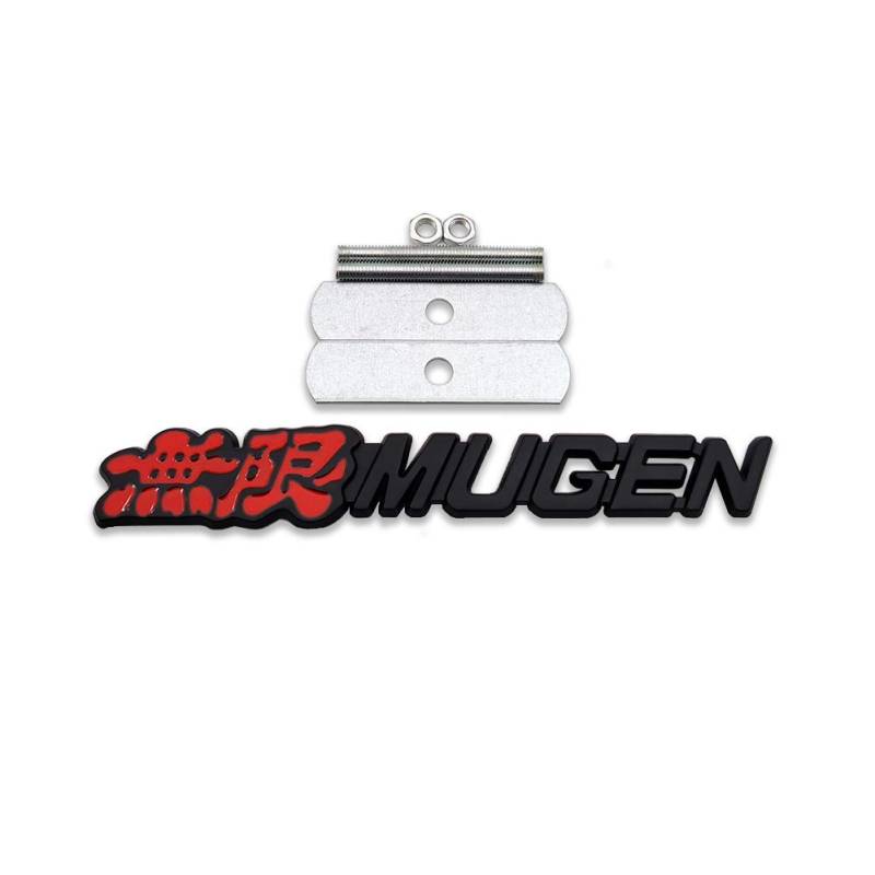 Metal Mugen Logo Auto-Emblem Premium 3D Chrom Badge Racing Sport Aufkleber Turbo Power Aufkleber (Schwarz & Rot, Frontgrill) von DDDXF