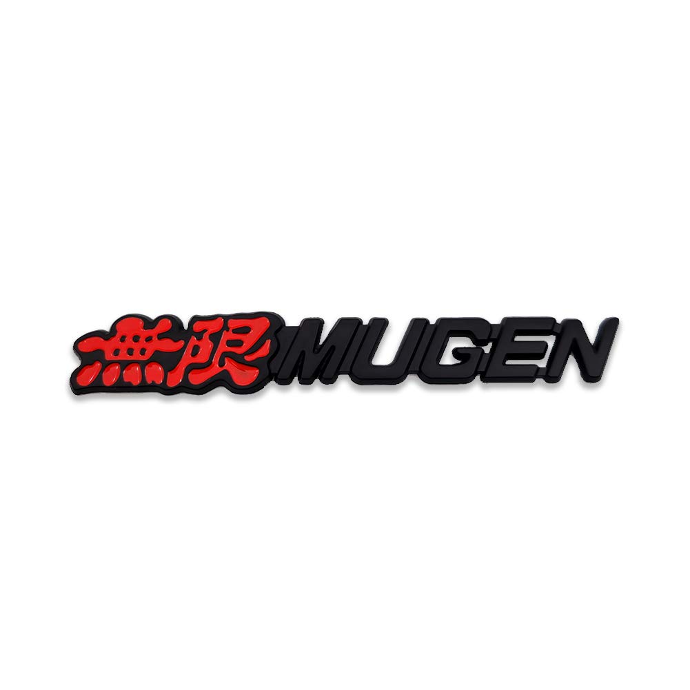 Metal Mugen Logo Auto-Emblem Premium 3D Chrom Badge Racing Sport Aufkleber Turbo Power Aufkleber (Schwarz & Rot, hinten) von DDDXF