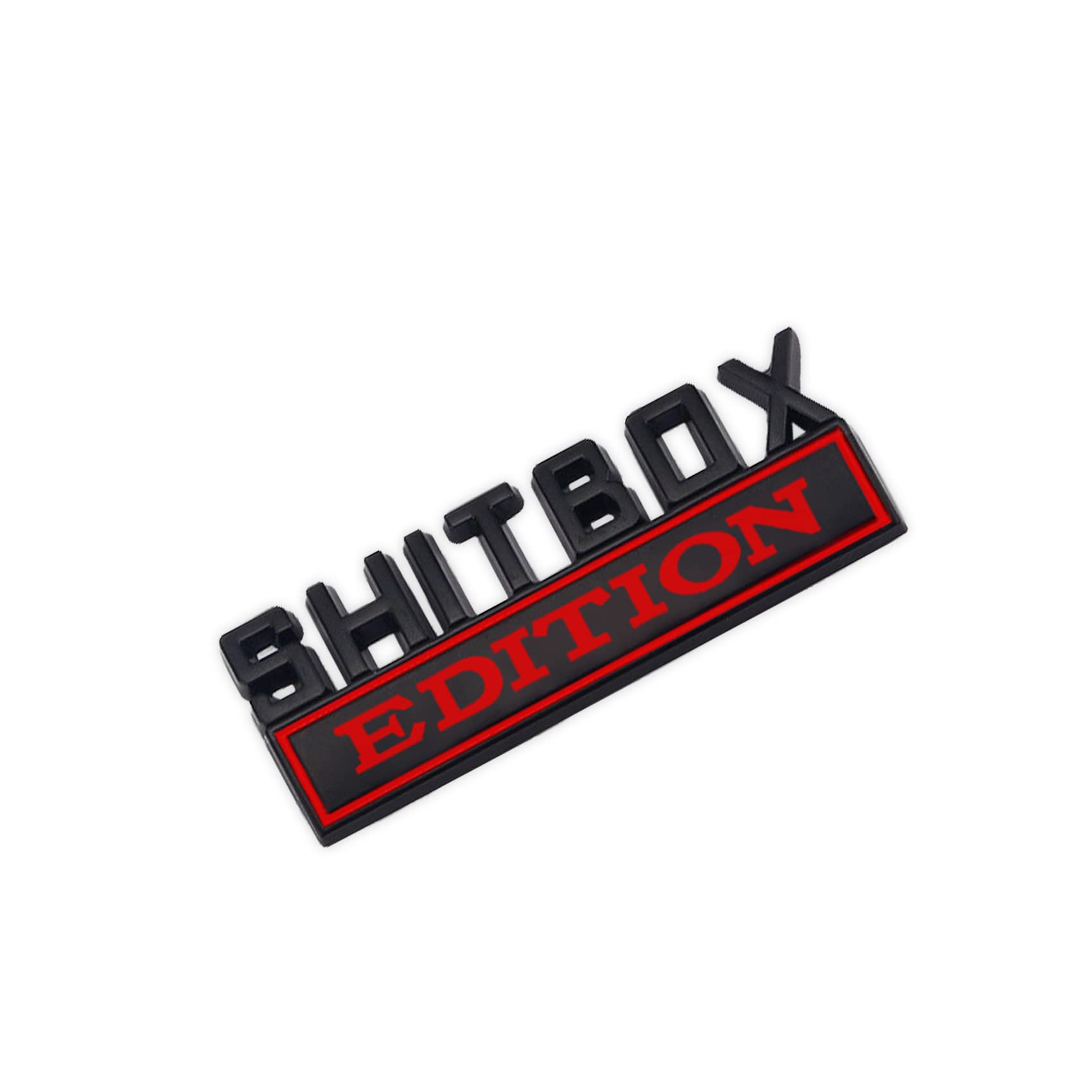 Shit Box Edition Emblem, 3D-Buchstaben-Aufkleber, Auto-Außenembleme, Abzeichen, 3D-Aufkleber, 3D-Fender-Abzeichen, Auto-, LKW-Ersatz für alle Autos, Stoßstangenfenster (schwarz und rot) von DDDXF