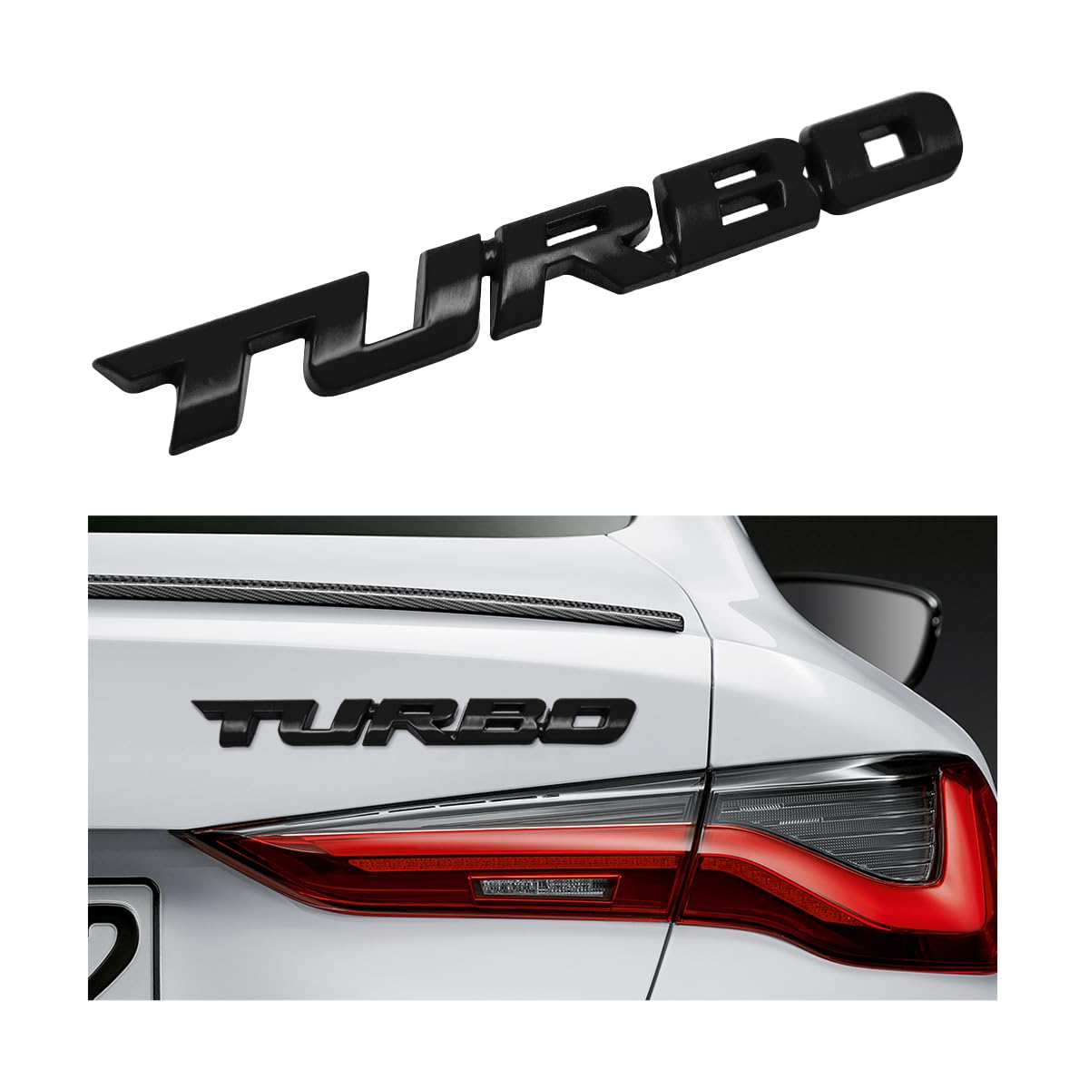 Turbo Auto Emblem Aufkleber, 3D Metall Fender Logo Badge Aufkleber, Zinklegierung Auto Front Hood Side Body Emblem Aufkleber, Universal Außen Dekor Auto Zubehör für SUV LKW (Schwarz) von DDDXF