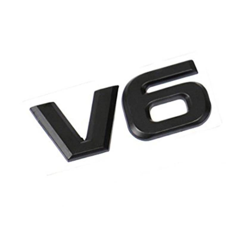 V8 V6 Emblem Abzeichen, Auto-Seitenkotflügel, Heckklappen-Emblem, Abziehbilder, Ersatz für Jeep BMW Dodge Mercedes Benz Chrysler Toyota Honda Nissan Kia Chevrolet (V6, mattschwarz) von DDDXF