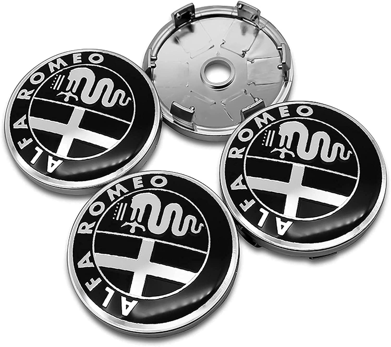 4 Stück Nabendeckel Radkappen,für Alfa Romeo 159 147 156 Giulietta 147 159 Mito 60mm ABS Auto-Nabenkappen mit Logo, Autoteile Nabenmittenkappe von DDFFRBBC