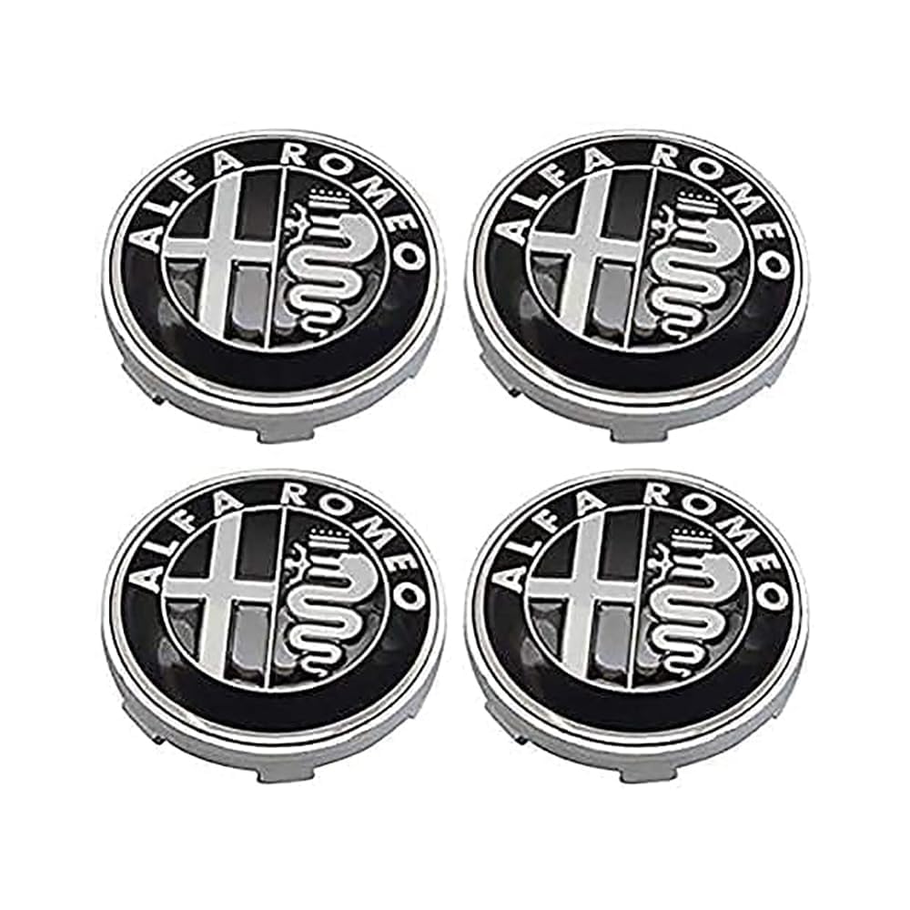 4 Stück Nabendeckel Radkappen,für Alfa Romeo Mito 147 156 159 166 50mm, ABS Auto-Nabenkappen mit Logo, Autoteile Nabenmittenkappe von DDFFRBBC