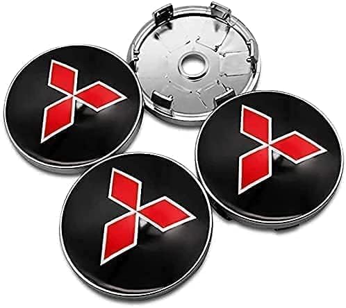 4 Stück Nabendeckel Radkappen,für Mitsubishi Outlander 60mm ABS Auto-Nabenkappen mit Logo, Autoteile Nabenmittenkappe von DDFFRBBC