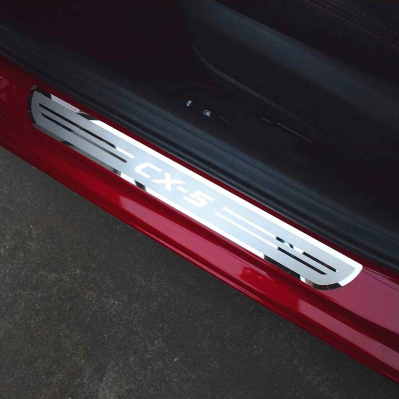 Auto Edelstahl Einstiegsleisten Für Mazda CX-5 2017-2020 2021 Tuning Zubehör 4 STÜCKE Auto Scuff Plate Türschwelle Sill Aufkleber,Silver von DDGFHGHK